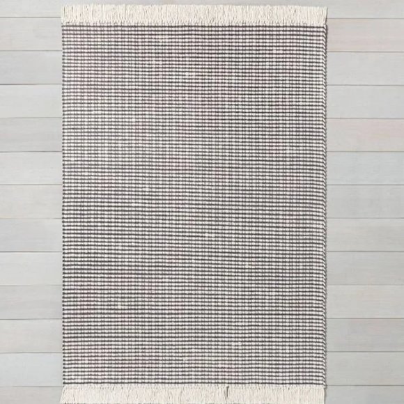 5x7 Feet Beige Grey Textured Stripe Cotton & Wool Natural Area Rug - Picture 2 of 7